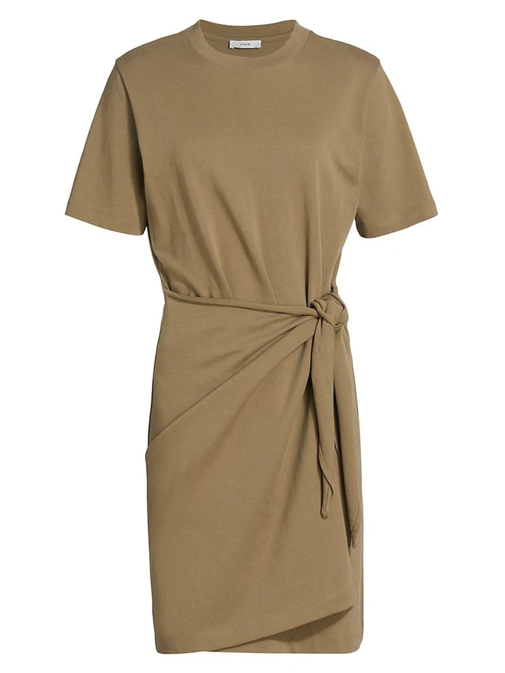 Vince Khaki Short-Sleeve Tie-Waist Mini Dress